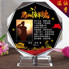 军磐 军旅退役礼物送好兄弟生日礼品男生diy定制战友军人老兵退伍纪念八角热血军魂+照片【七彩发光】